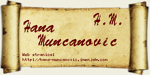 Hana Munćanović vizit kartica